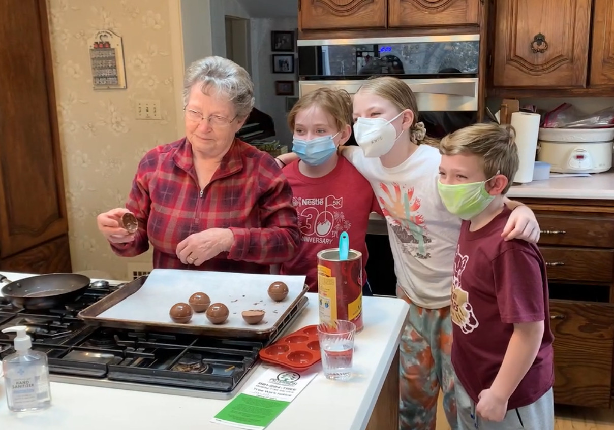 Making chocolate bombs with grandkids