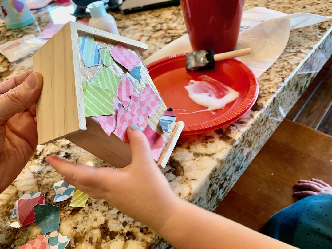 making a decoupage birdhouse craft