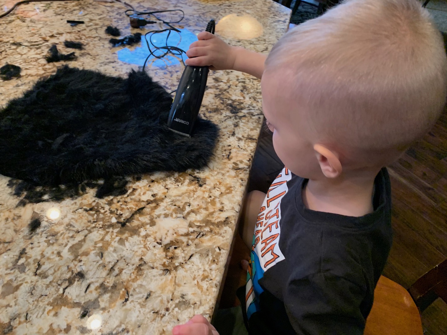 cutting fake fur with hair clippers
