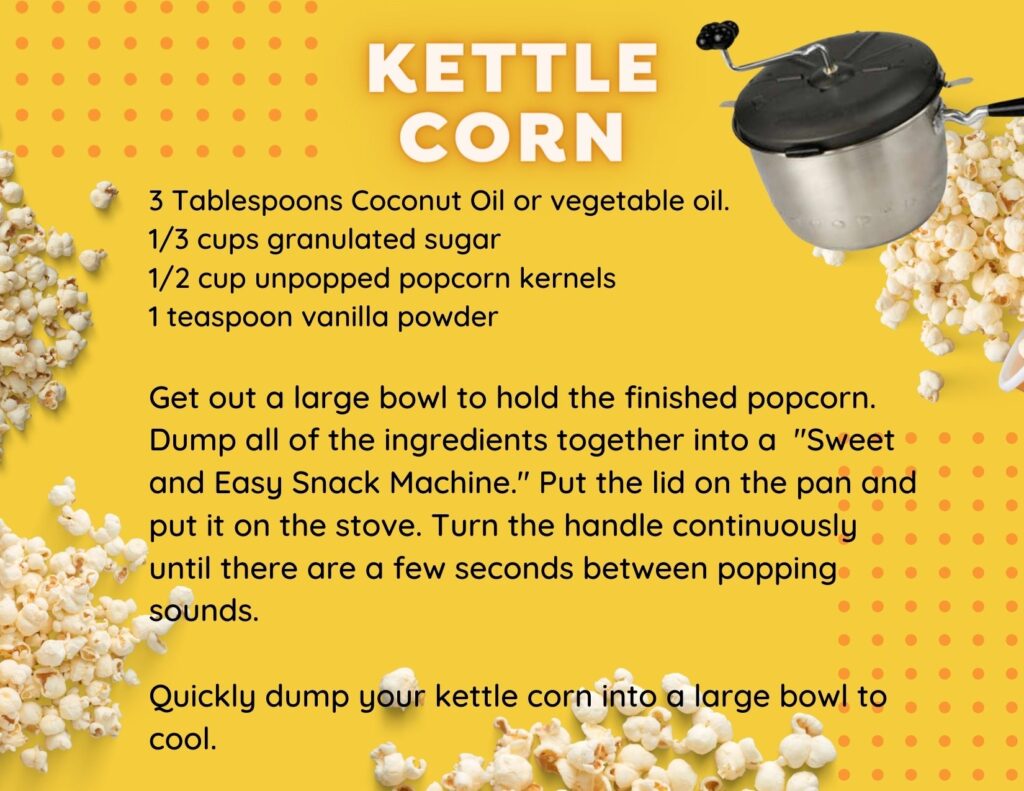 kettle corn recipe card