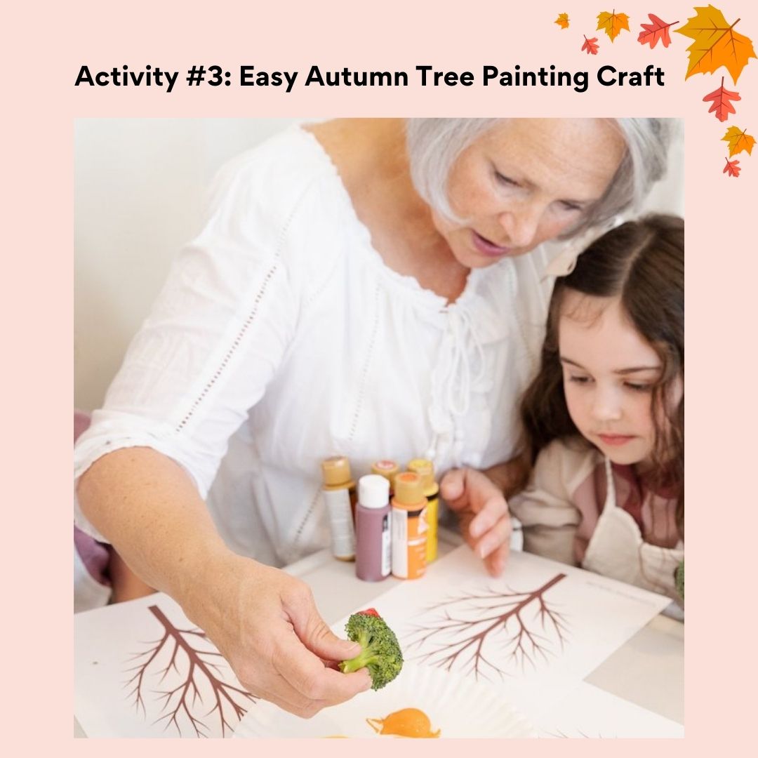 painting autumn trees with Grandma